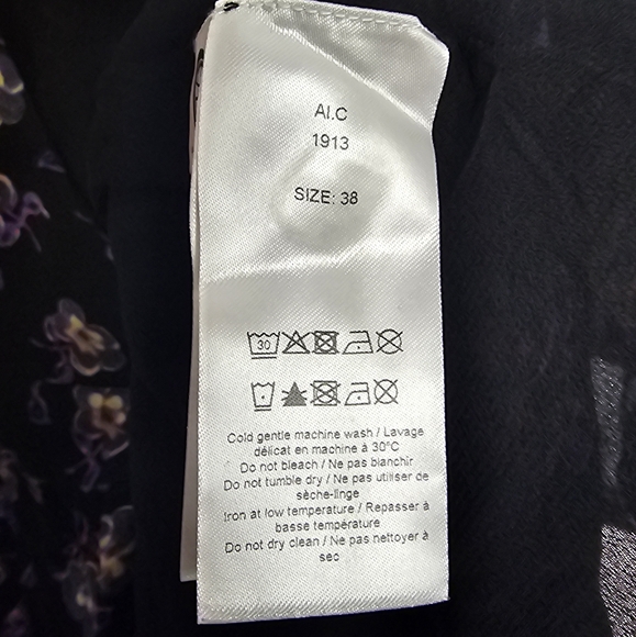 Ganni Georgette Dress Mini Wrap Purple Black Floral Size 38 US 6 - Picture 9 of 9